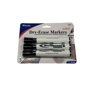 BAZIC 3 pack dry erase markets BLACK chisel tip